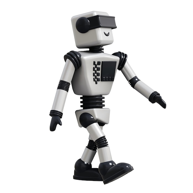 White android robot Isolated on white background 3D rendering