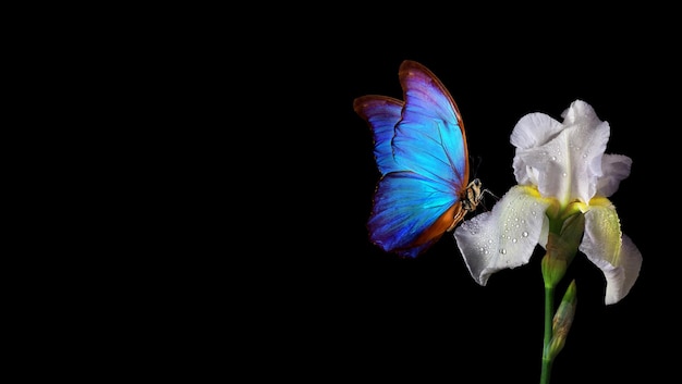 A white angel with a butterfly in the background