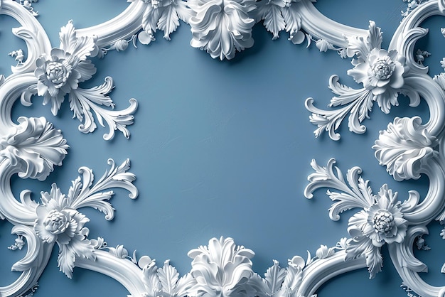 Photo white animalistic ornaments in corners on blue background