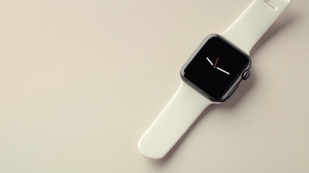 Photo white apple watch on a beige background