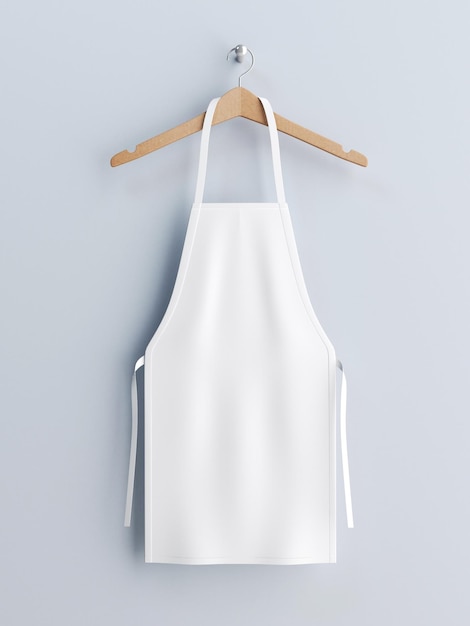 White apron apron mockup on clothes hander 3d rendering