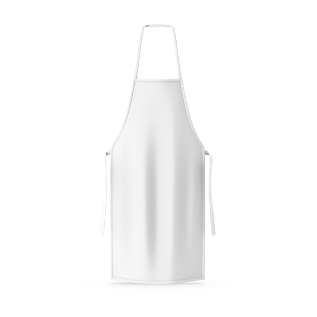 White apron on a hanger with a white background.