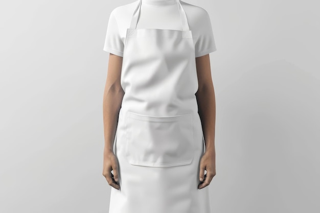 Photo white apron mockup on a mannequin with a white tshirt