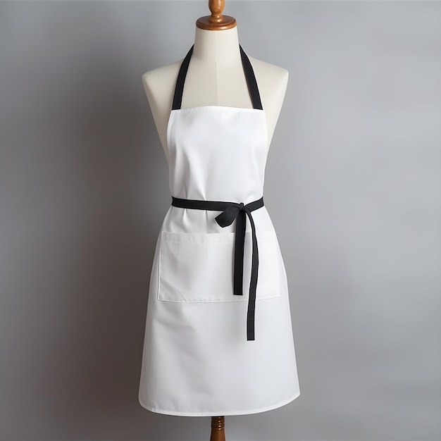 A white apron with the word " sm " on it