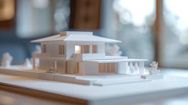 Photo white architectural model of a modern house