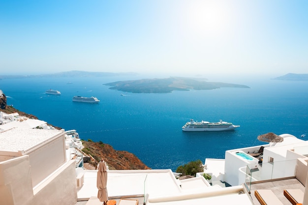 White architecture on Santorini island, Greece. Famous travel destination