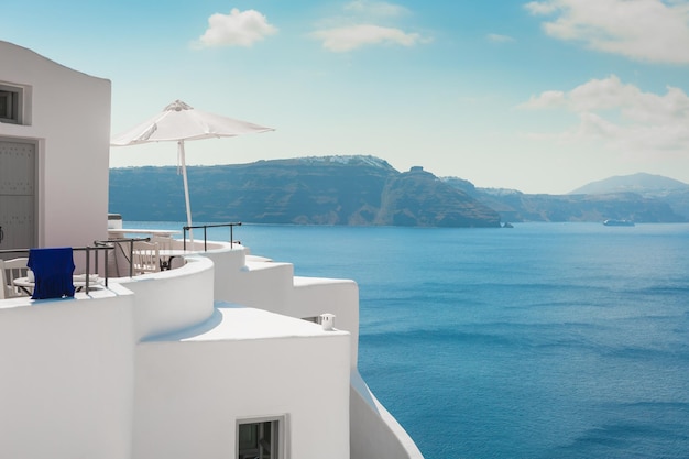 White architecture on Santorini island Greece Summer landscape sea view