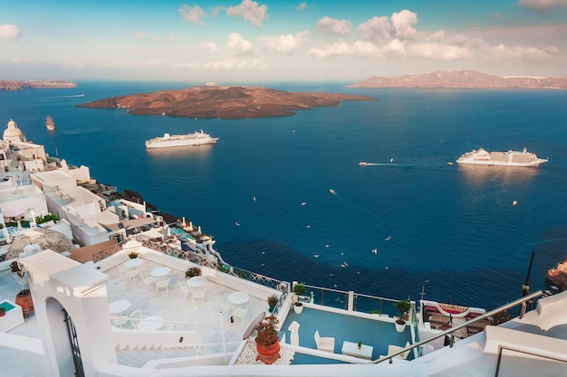 White architecture in Santorini island Greece