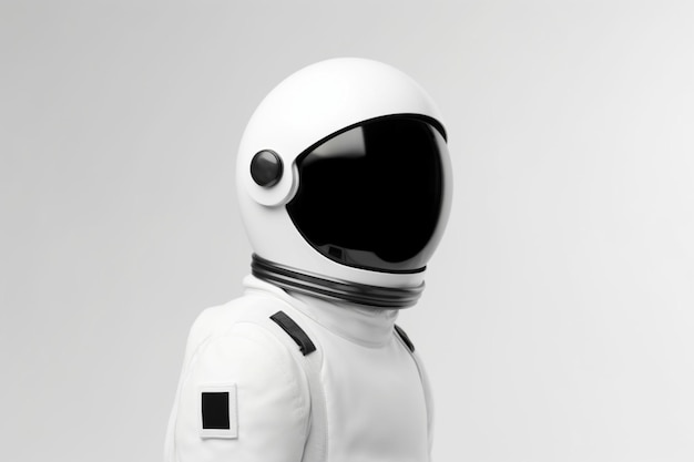 White Astronaut with Black Visor Front View on white background