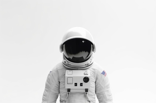 White Astronaut with Black Visor Front View on white background