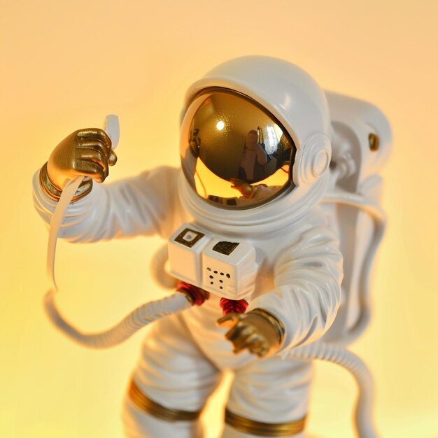 Photo a white astronaut with a white box on his head