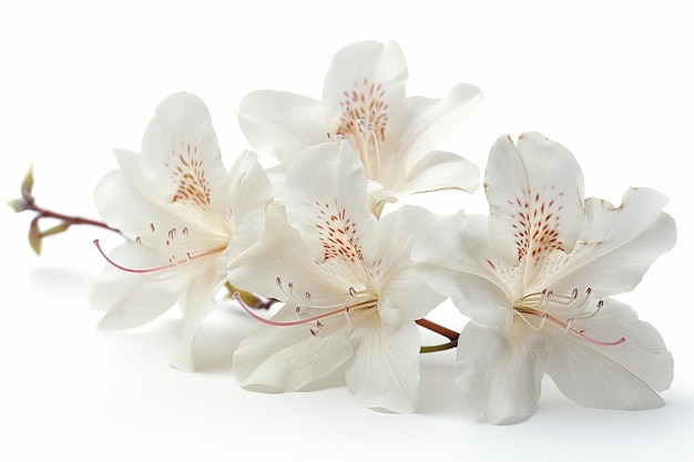 White Azalea Isolated on White Background Beautiful Azalea Flower