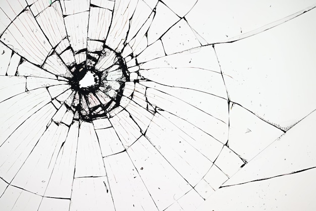 white background bullet hole on glass texture abstract window