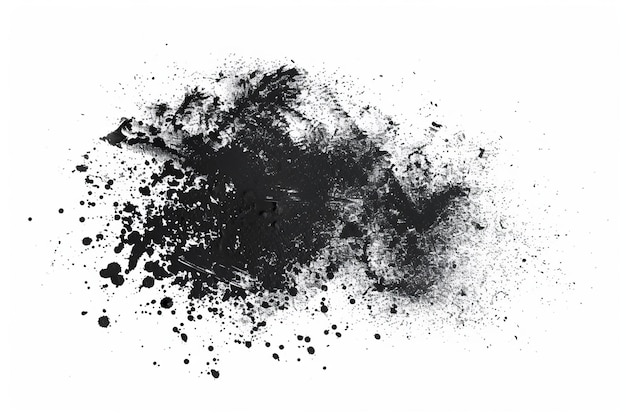 On white background a closeup of a black spray paint spot is shown