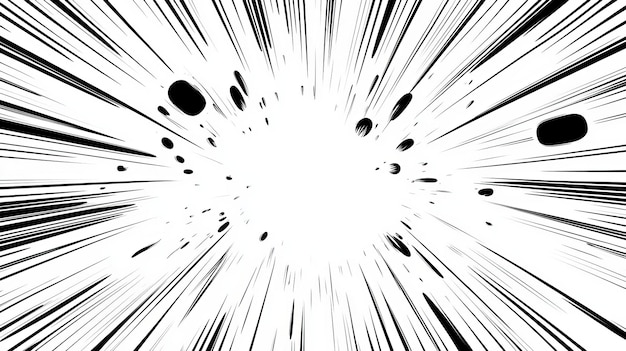 Photo on a white background dynamic manga motion effects with comicstyle speed lines action graphics and explosive explosions abstract illustration