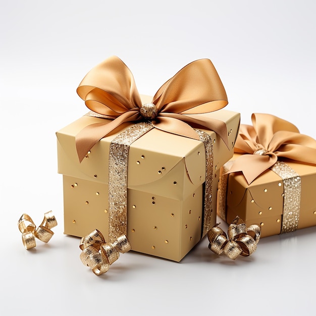 white background gold gift box