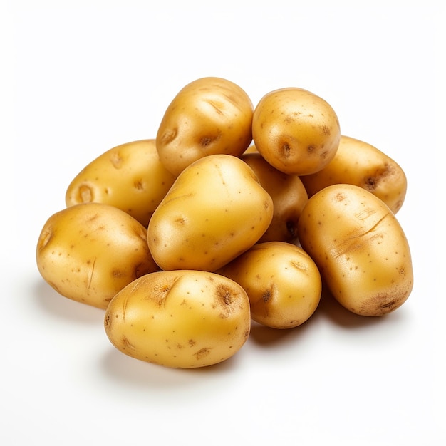 White Background Gold Potatoes with No Reflection