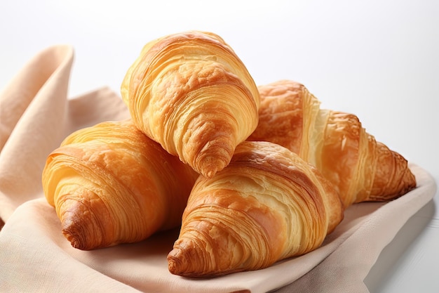 White background isolates fresh croissants