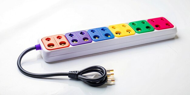 Photo white background modern power strip versatile design to power multiple devices