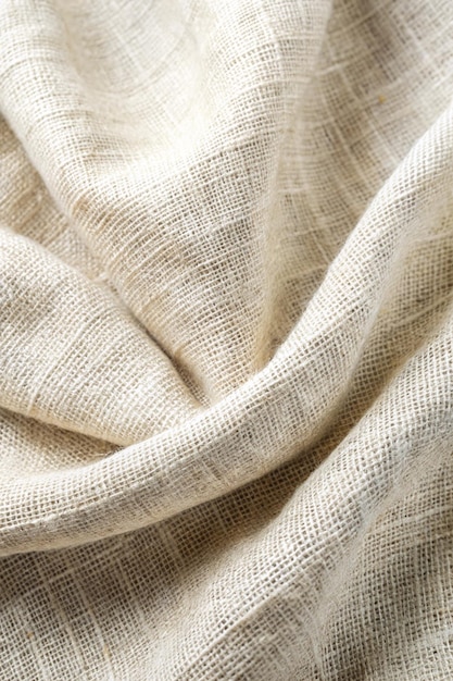 Photo white background of natural cloth texture linen fabric