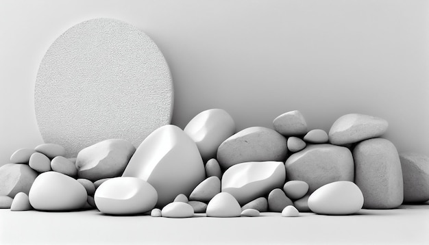 White background for presentations and masonry round stones