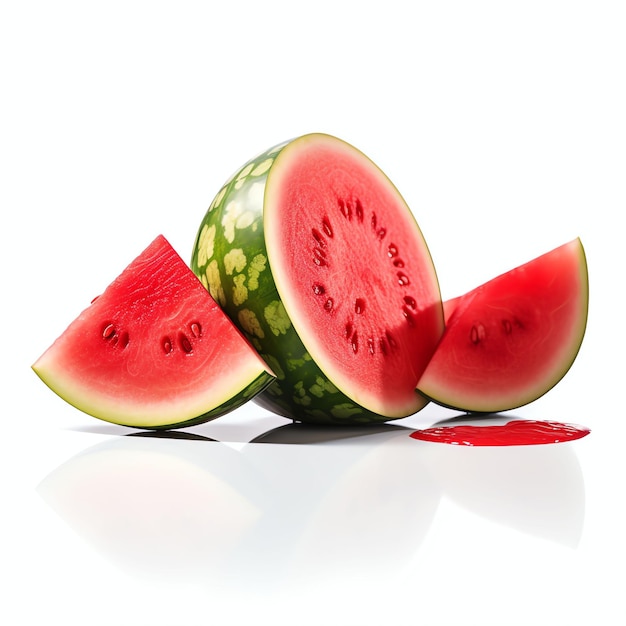 white background product photography of split watermelon