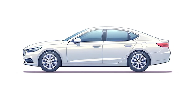 Photo white background sedan car in cartoon style