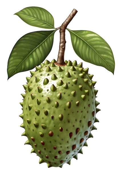 White Background Soursop Fruit Botanical Illustration for Design Projects