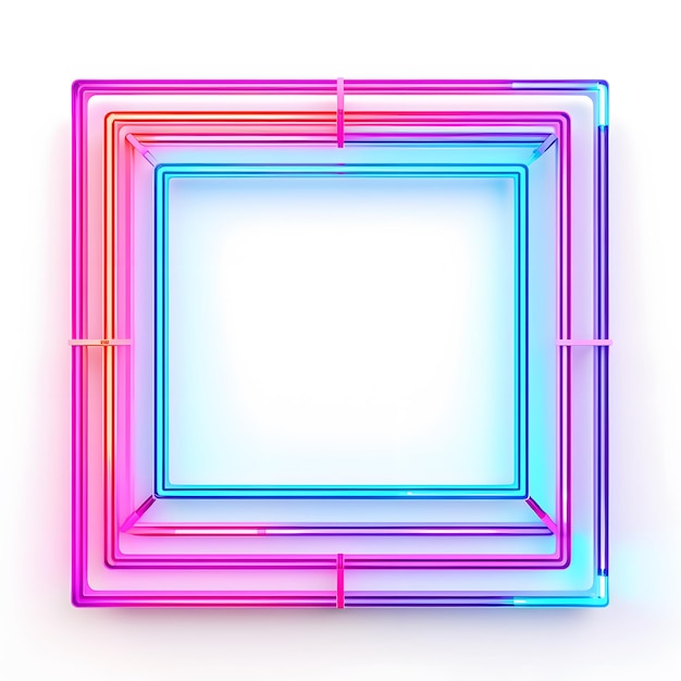 white background square frame neon picture frame blank empty for background pretty backdrop