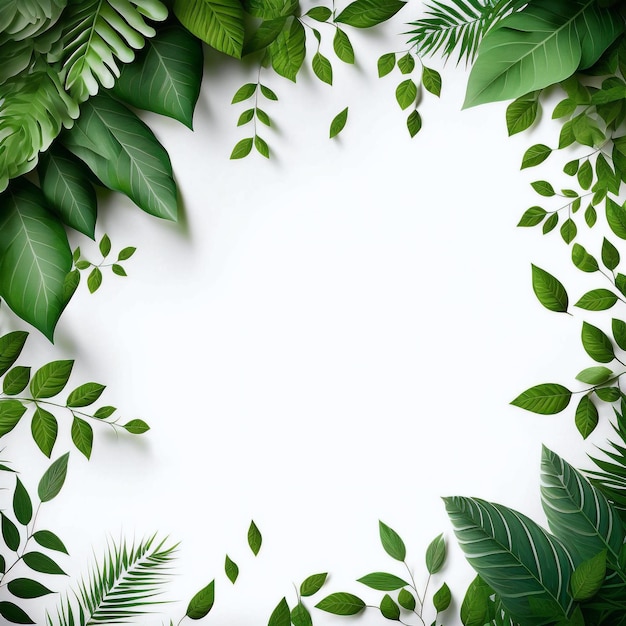 White background topped with lots of green leaf graphic resource