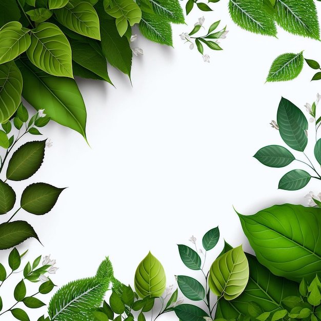 White background topped with lots of green leaf graphic resource