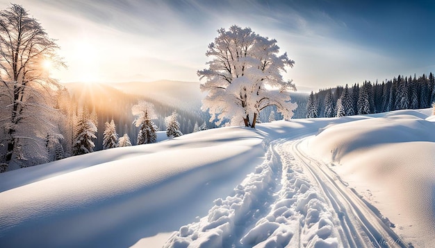 White background of a winter landscape