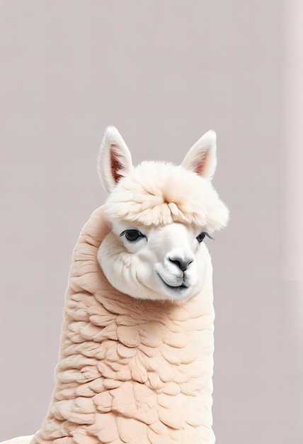 Photo white background with an alpaca statue