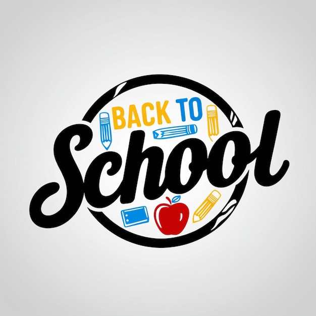 a white background with a black and red sign that says back to school