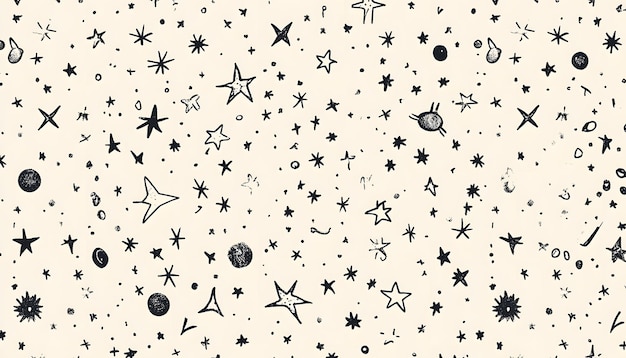 a white background with black stars and dots and dots