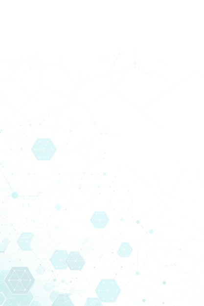 A white background with blue hexagons and connecting lines