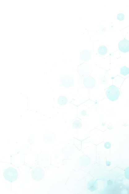 A white background with blue hexagons and connecting lines