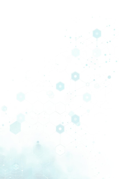 A white background with blue hexagons and connecting lines