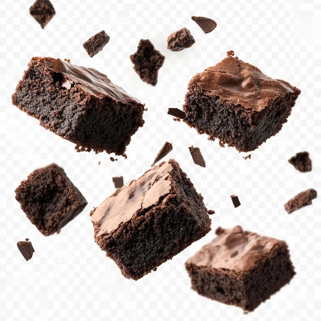 Photo a white background with chocolate and chocolate pieces