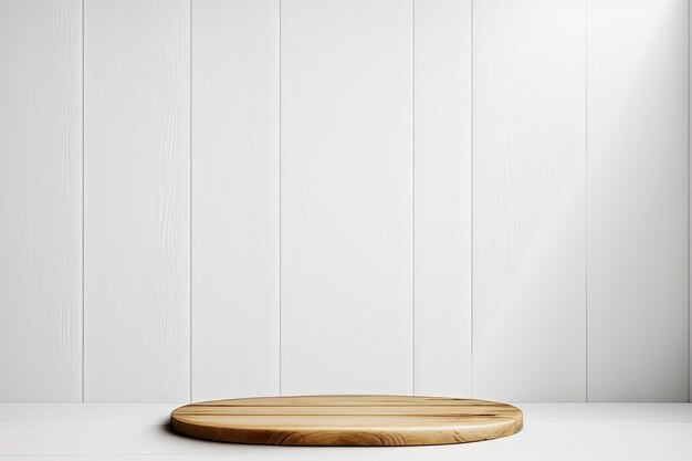 White background with an empty spot on a light colored wooden table top