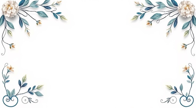 White background with floral border