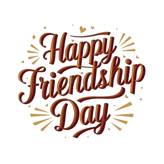 a white background with a gold and brown text happy friendship day