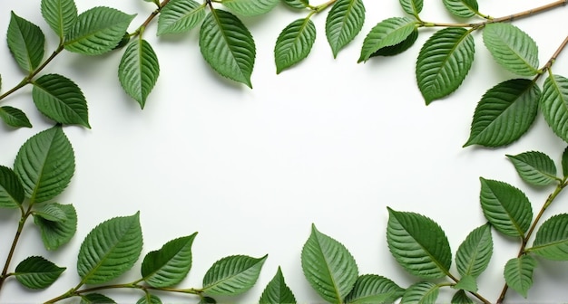 a white background with green leaves and a white background