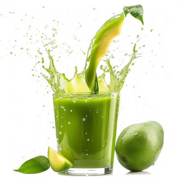 White Background with Green Mango Juice