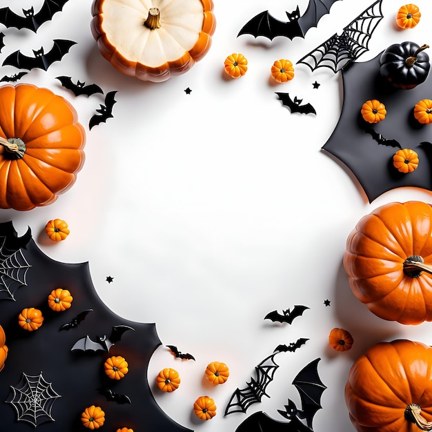 white background with a Halloween theme and space in the middle for greetings or products