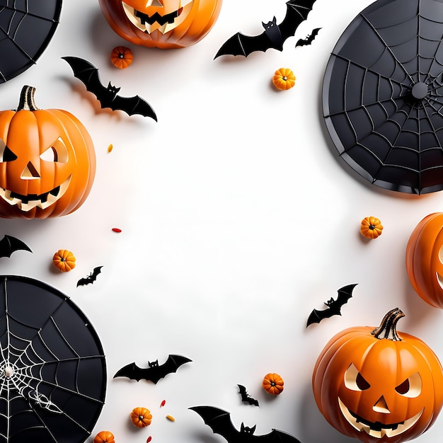 white background with a Halloween theme and space in the middle for greetings or products