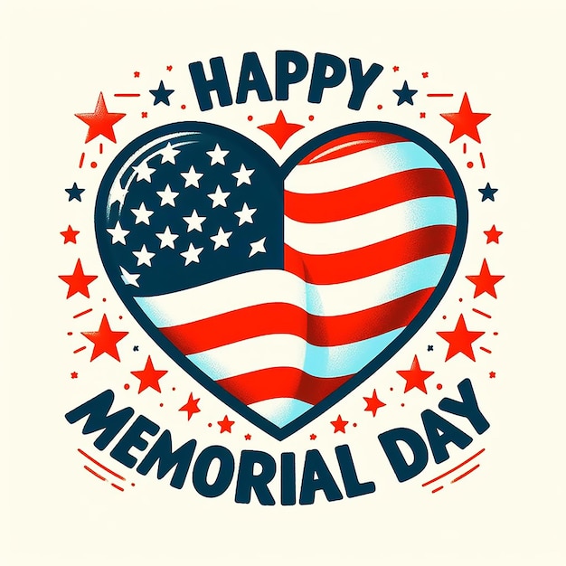 a white background with a heart that says memorial day