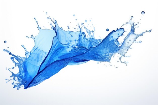 White background with isolated blue water splash