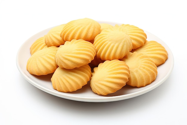 White background with isolated butter cookies