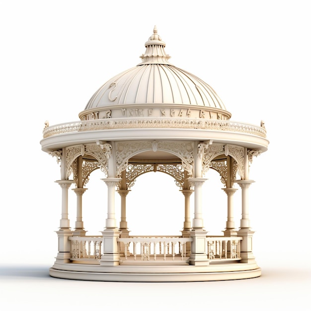 White Background with Isolated D Gazebo